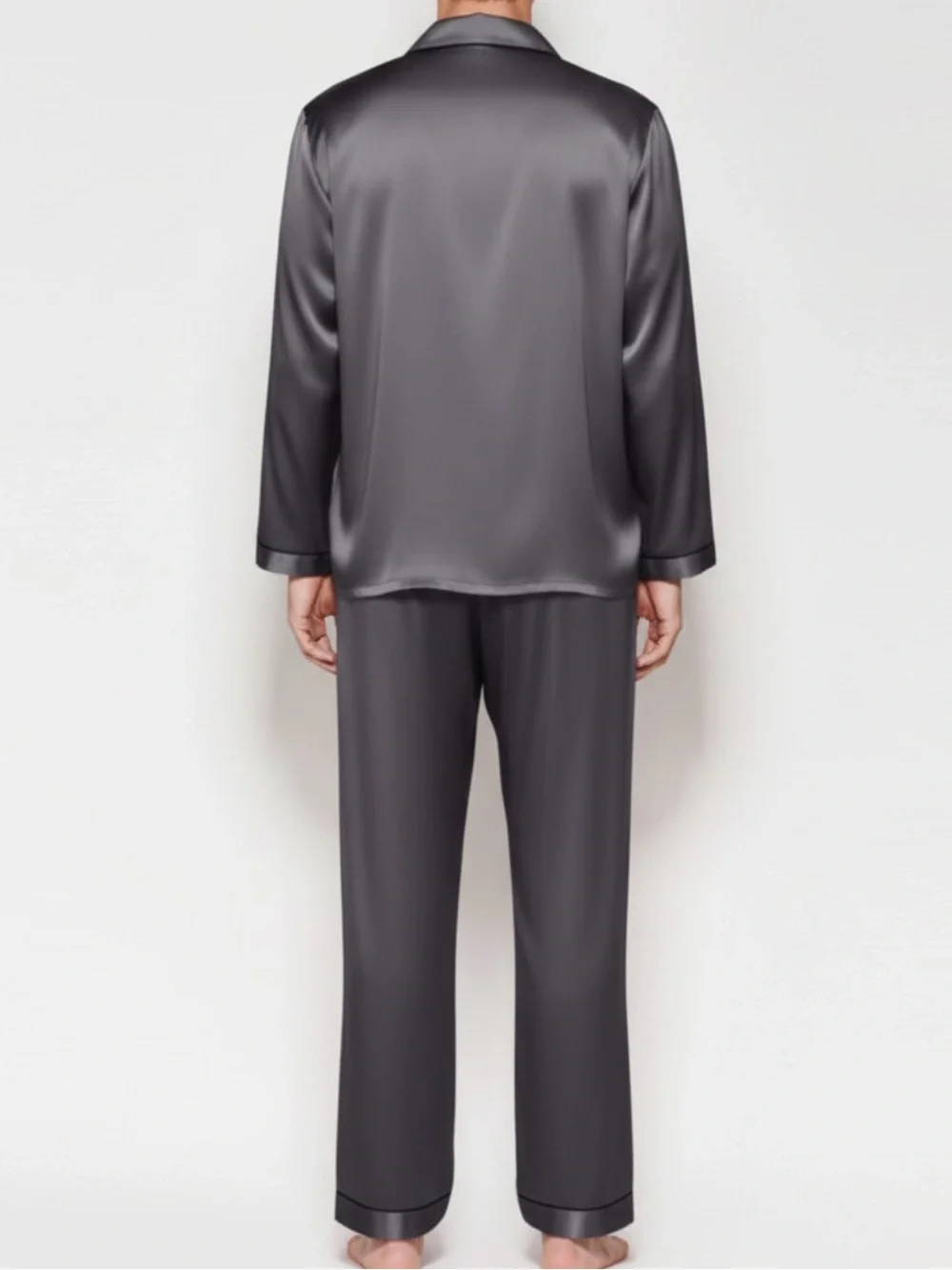 Elle Silk Gray Men's Silk Pajama Set XL